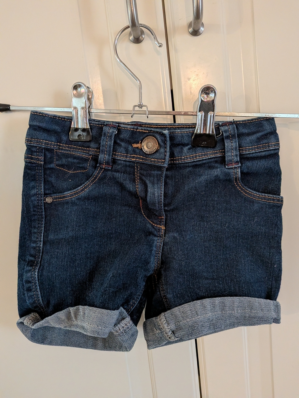 Kids Dark Blue Denim Roll-Cuff Shorts